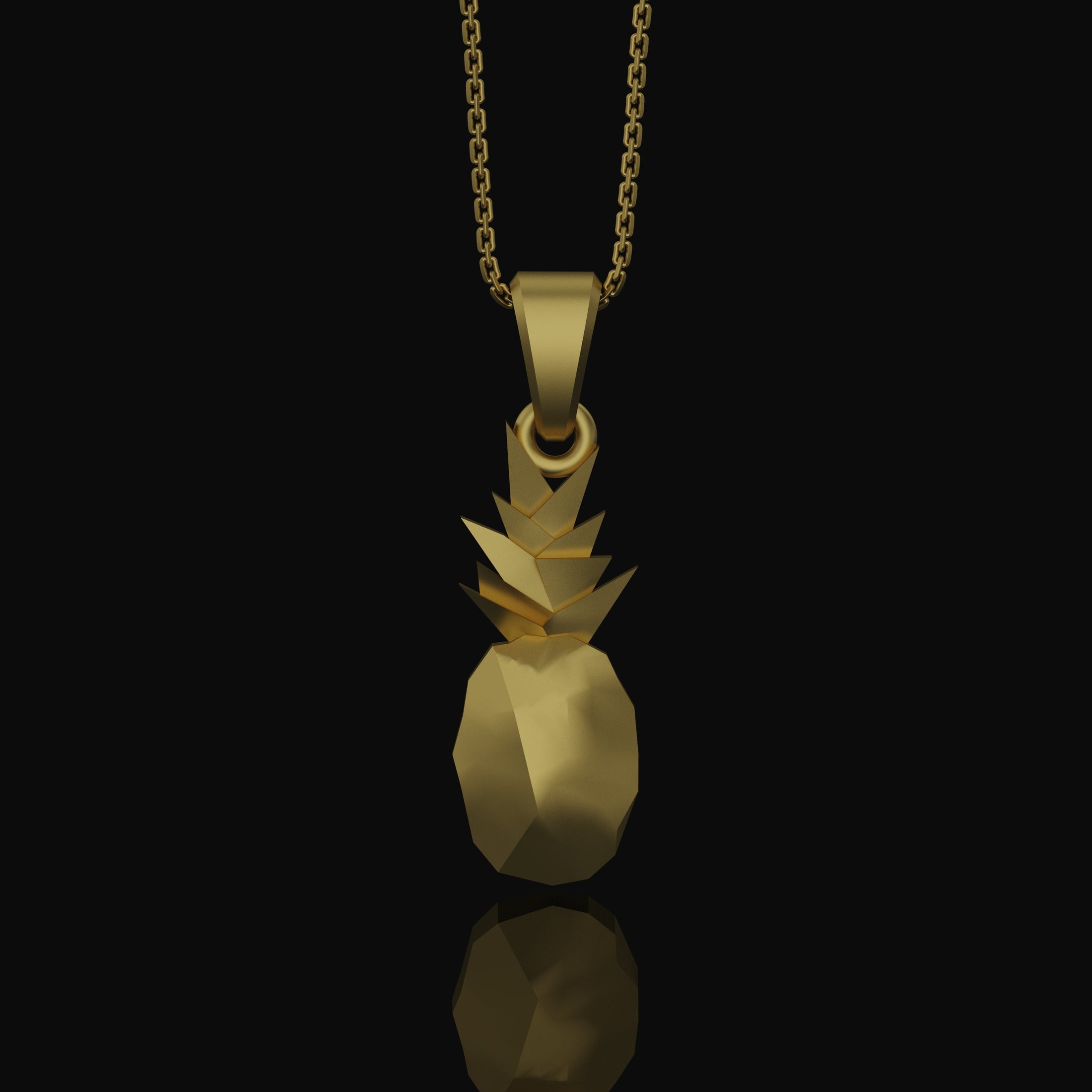 Silver Origami Pineapple Charm Necklace - Elegant Tropical Fruit Pendant, Unique Artistic Folded Design, Chic Jewelry Gold Finish