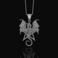 Load image into Gallery viewer, Pentagram Dragon Necklace - Wiccan Gothic Dragon Pendant, Starry Pentacle Charm, Mystical Dragon Jewelry, Enchanted Amulet
