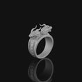 Load image into Gallery viewer, Silver Twin Dragons Ring, Mythical Double Dragon Design, Symbol of Power & Mystery, Unique Fantasy Jewelry Piece
