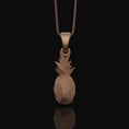 Load image into Gallery viewer, Silver Origami Pineapple Charm Necklace - Elegant Tropical Fruit Pendant, Unique Artistic Folded Design, Chic Jewelry Rose Gold Matte
