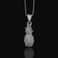 Load image into Gallery viewer, Silver Origami Pineapple Charm Necklace - Elegant Tropical Fruit Pendant, Unique Artistic Folded Design, Chic Jewelry Polished Matte
