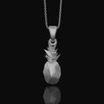 Load image into Gallery viewer, Silver Origami Pineapple Charm Necklace - Elegant Tropical Fruit Pendant, Unique Artistic Folded Design, Chic Jewelry Polished Finish
