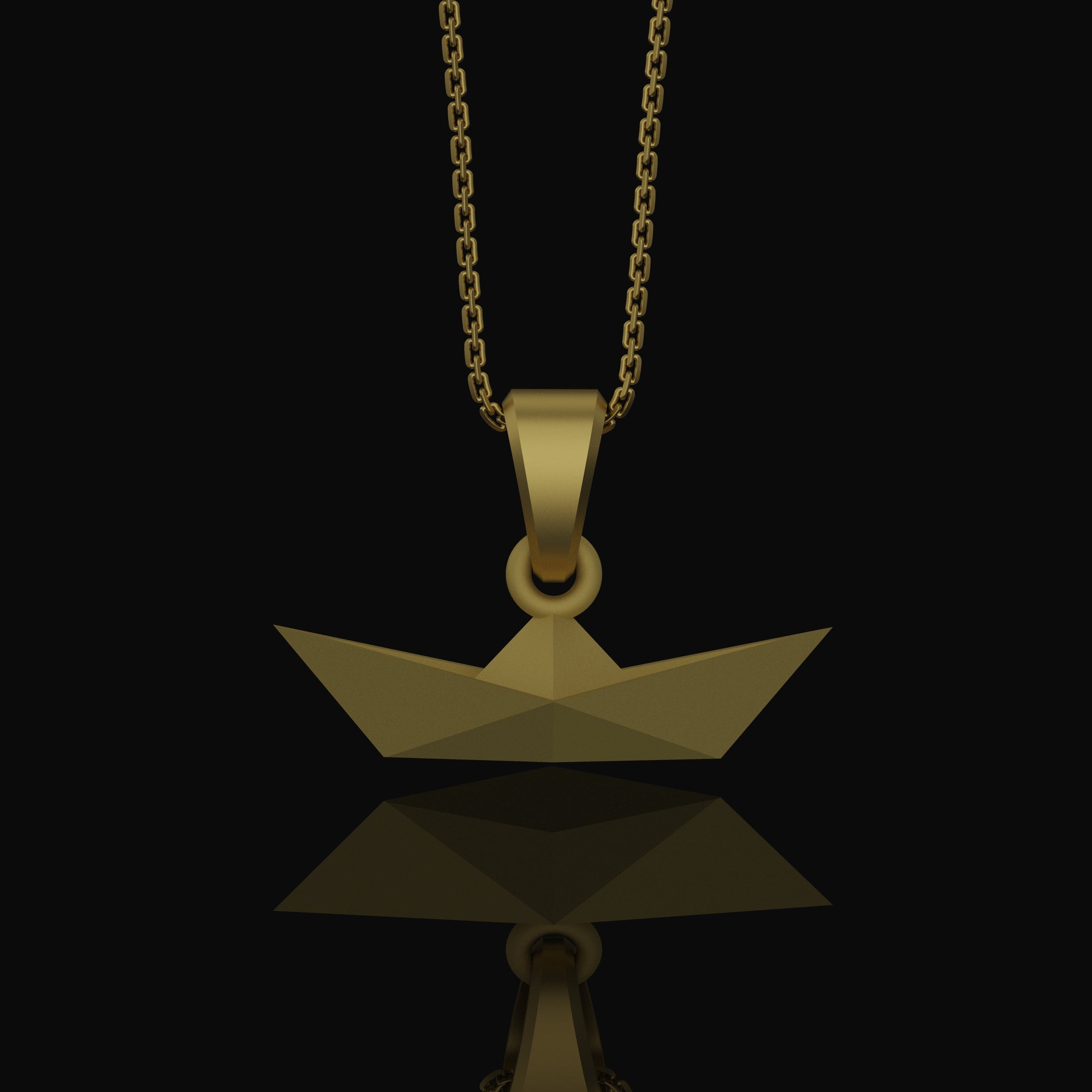 Origami Boat Pendant - Chic Geometrical Silver Necklace, Elegant Folded Boat Design, Perfect Gift for Origami Lovers