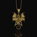 Load image into Gallery viewer, Pentagram Dragon Necklace - Wiccan Gothic Dragon Pendant, Starry Pentacle Charm, Mystical Dragon Jewelry, Enchanted Amulet
