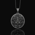 Load image into Gallery viewer, Silver Eye of Providence Pendant - Masonic Medallion, Freemason Symbol Necklace, Illuminati Jewelry
