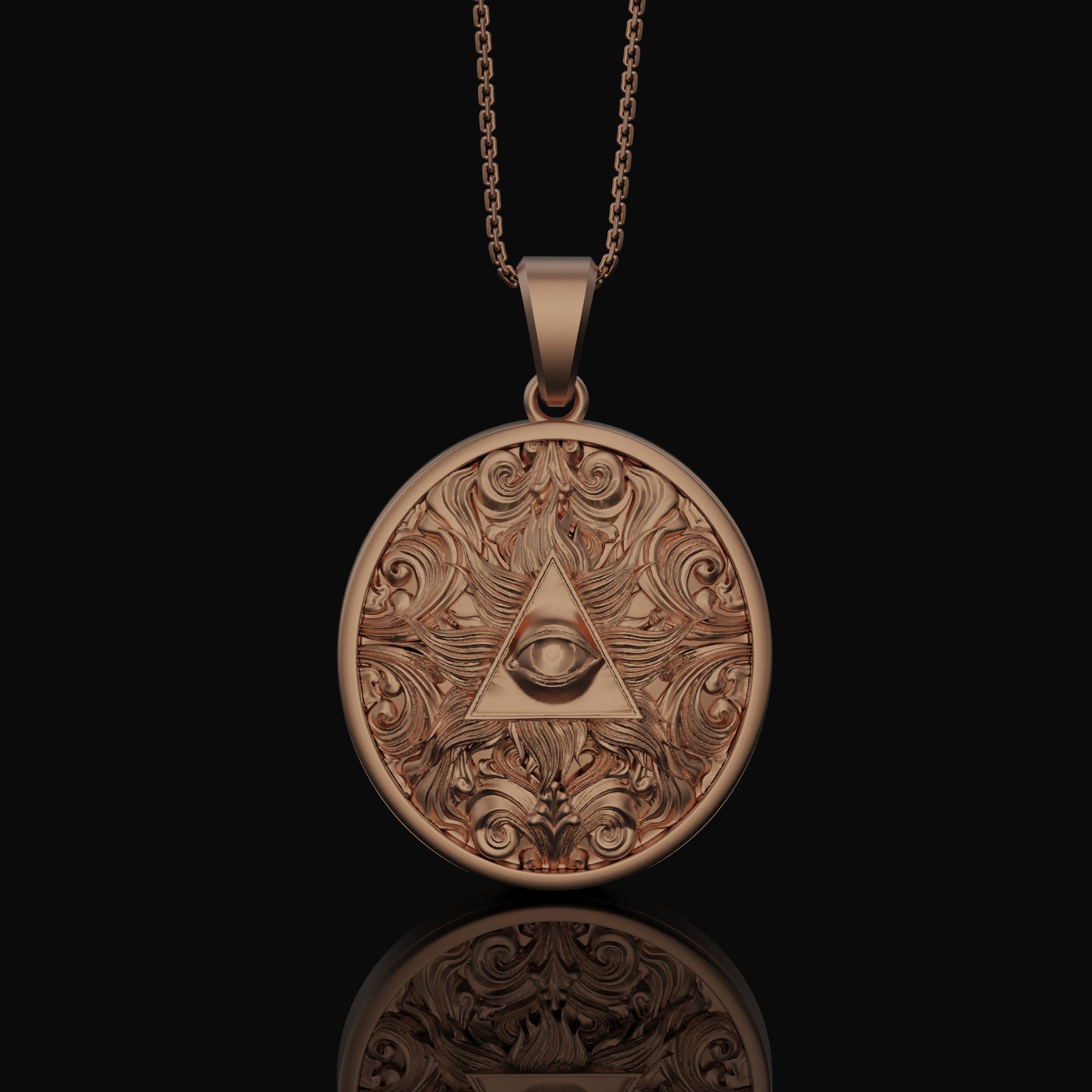 Silver Eye of Providence Pendant - Masonic Medallion, Freemason Symbol Necklace, Illuminati Jewelry