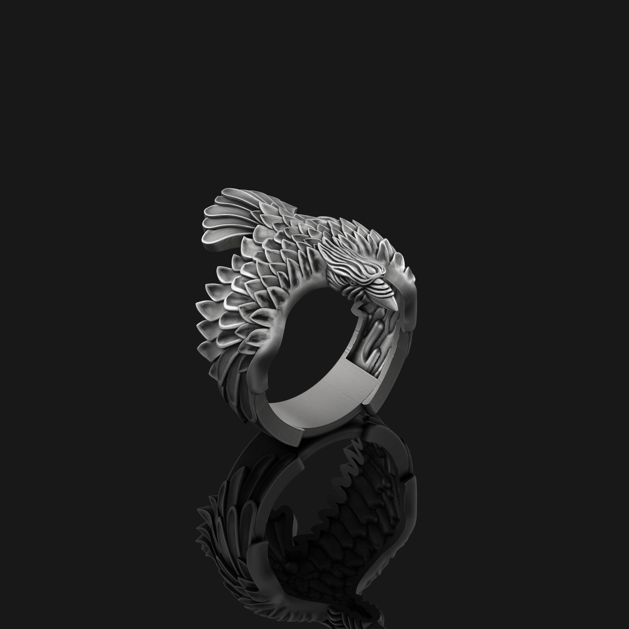 Silver Eagle Ring - Majestic Bird of Prey Jewelry, Patriotic Symbol Ring, Elegant Men's Gift