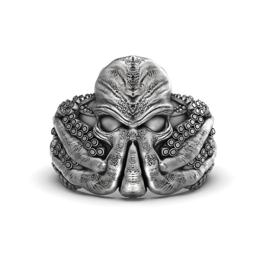 Silver Cthulhu Ring Octopus Jewelry Illithid- Gothic Jewelry, Fantasy Men's Ring, Lovecraftian Gift, Mythical Sea Creature