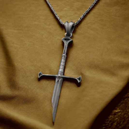 Silver Fantasy Elven Sword, Broken Blade Necklace Birthday Gift For Him Christmas Present Medieval Jewelry Mens, Womens Pendant