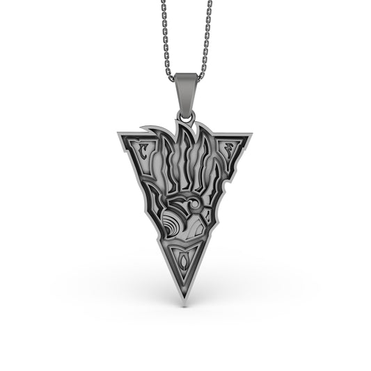 Silver Almsivi Symbol Pendant - Morrowind Logo Necklace, Elder Scrolls Jewelry, Unique Gamer Gift, Fantasy Pendant