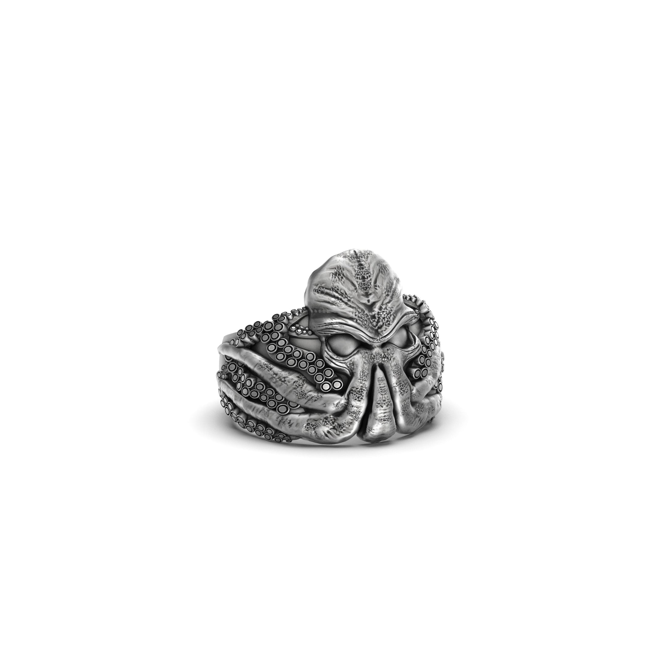 Silver Cthulhu Ring Octopus Jewelry Illithid- Gothic Jewelry, Fantasy Men's Ring, Lovecraftian Gift, Mythical Sea Creature