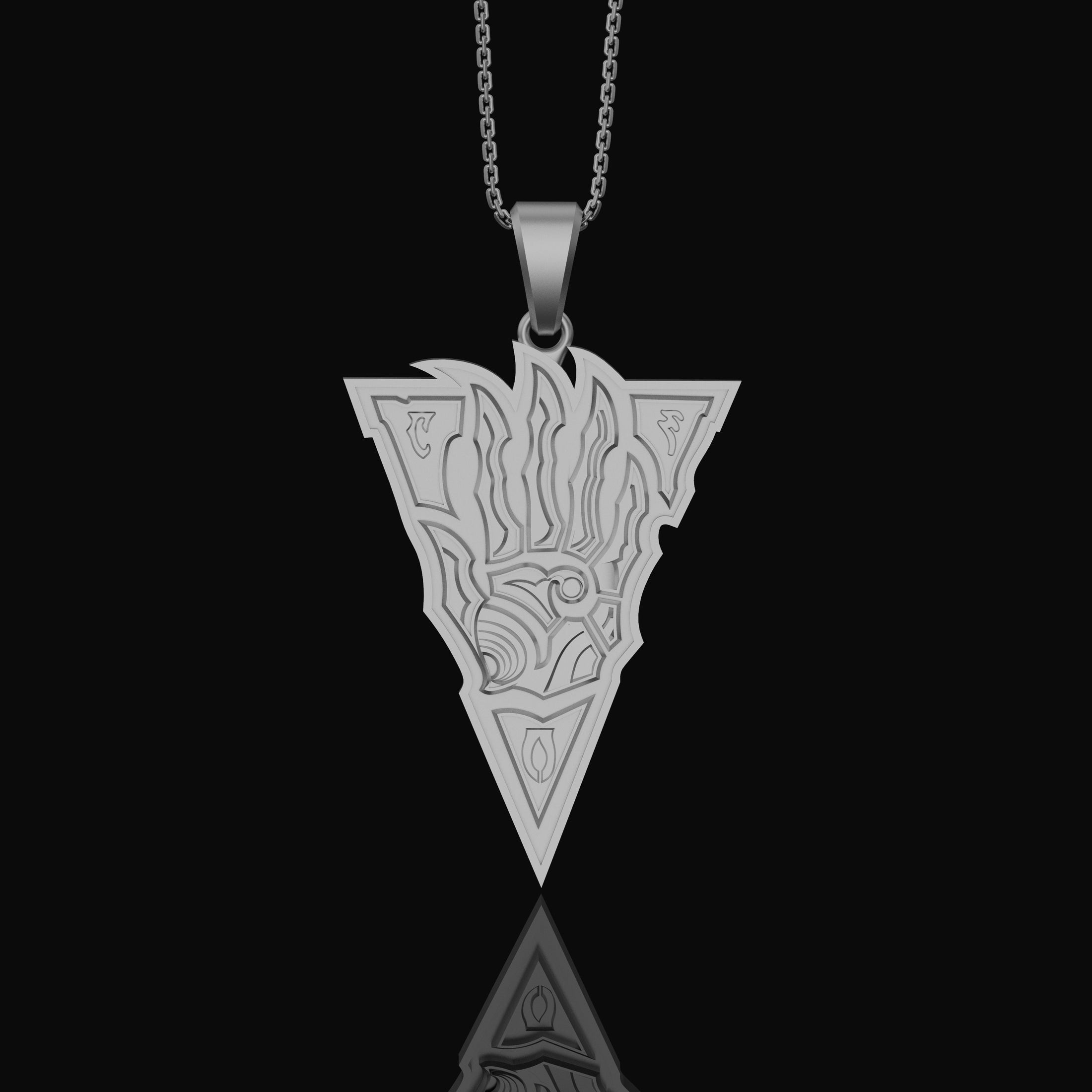 Silver Almsivi Symbol Pendant - Morrowind Logo Necklace, Elder Scrolls Jewelry, Unique Gamer Gift, Fantasy Pendant