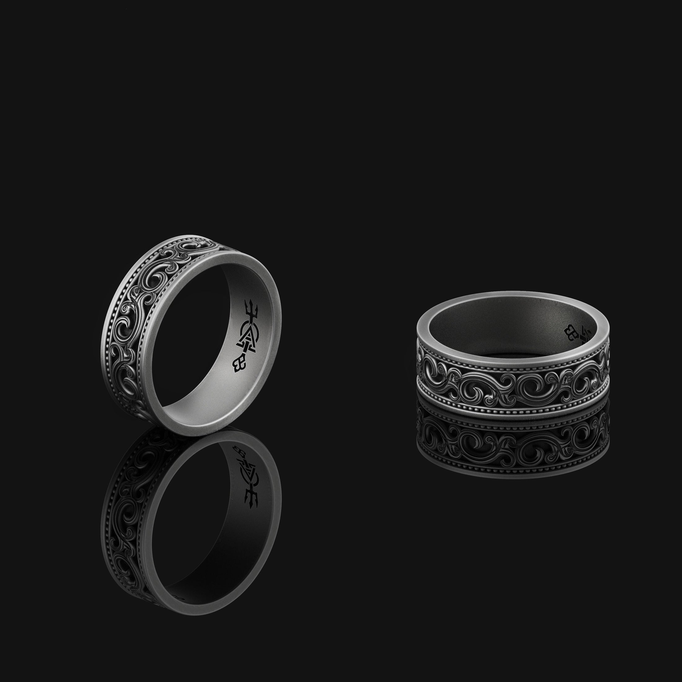 Floral Ring, Wedding Oxidized Finish
