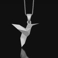 Bild in Galerie-Betrachter laden, Origami Humming Bird Necklace, Cute Hummingbird Jewelry, Bird Necklace, Hummingbird Pendant Charm, Hummingbird Gift Polished Finish

