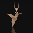Bild in Galerie-Betrachter laden, Origami Humming Bird Necklace, Cute Hummingbird Jewelry, Bird Necklace, Hummingbird Pendant Charm, Hummingbird Gift Rose Gold Matte
