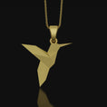 Bild in Galerie-Betrachter laden, Origami Humming Bird Necklace, Cute Hummingbird Jewelry, Bird Necklace, Hummingbird Pendant Charm, Hummingbird Gift Gold Matte
