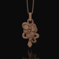 Load image into Gallery viewer, Silver Medusa Skull Pendant, Snake Necklace Design, Memento Mori Reminder, Symbol of Power & Mystery Rose Gold Matte
