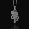 Load image into Gallery viewer, Silver Medusa Skull Pendant, Snake Necklace Design, Memento Mori Reminder, Symbol of Power & Mystery Polished Matte
