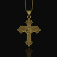 Bild in Galerie-Betrachter laden, St. Michael Protection Silver Cross, 'Quis ut Deus' Engraved, Archangel Michael Amulet, Symbol of Divine Guard Gold Matte
