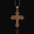Bild in Galerie-Betrachter laden, St. Michael Protection Silver Cross, 'Quis ut Deus' Engraved, Archangel Michael Amulet, Symbol of Divine Guard Rose Gold Matte
