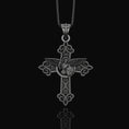 Load image into Gallery viewer, St. Michael Protection Silver Cross, 'Quis ut Deus' Engraved, Archangel Michael Amulet, Symbol of Divine Guard Oxidized Finish
