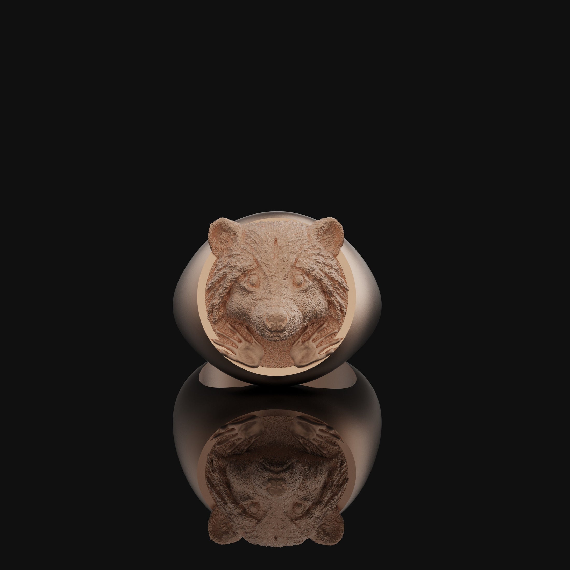 Silver Raccoon Ring, Charming Animal Jewelry, Unique Band for Nature Lovers, Playful Raccoon Design, Perfect Gift Idea Rose Gold - Matte