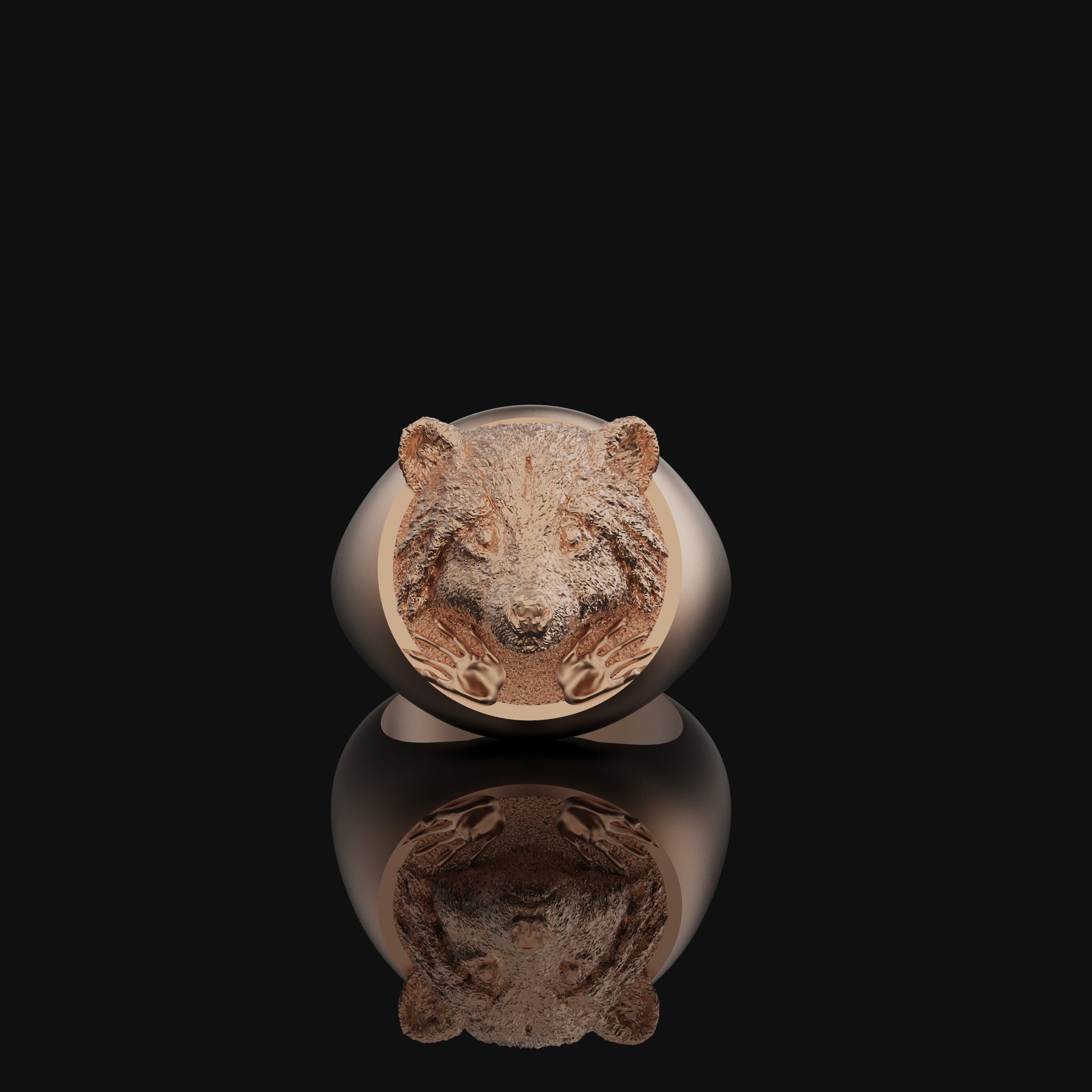 Silver Raccoon Ring, Charming Animal Jewelry, Unique Band for Nature Lovers, Playful Raccoon Design, Perfect Gift Idea Rose Gold Finish